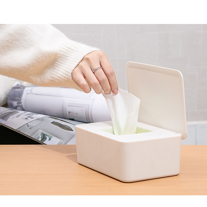 Dustproof Tissue Box Holder With Lid Wet Wipes Storage Box Plastic Wet Wipes Dispenser Disposable Mask Storage Box