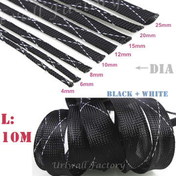 10M 8Sizes Insulation Braided Sleeving 4/6/8/10/12/15/20/25mm Tight PET Expandable Cable Sleeves Wire Gland Cables protection