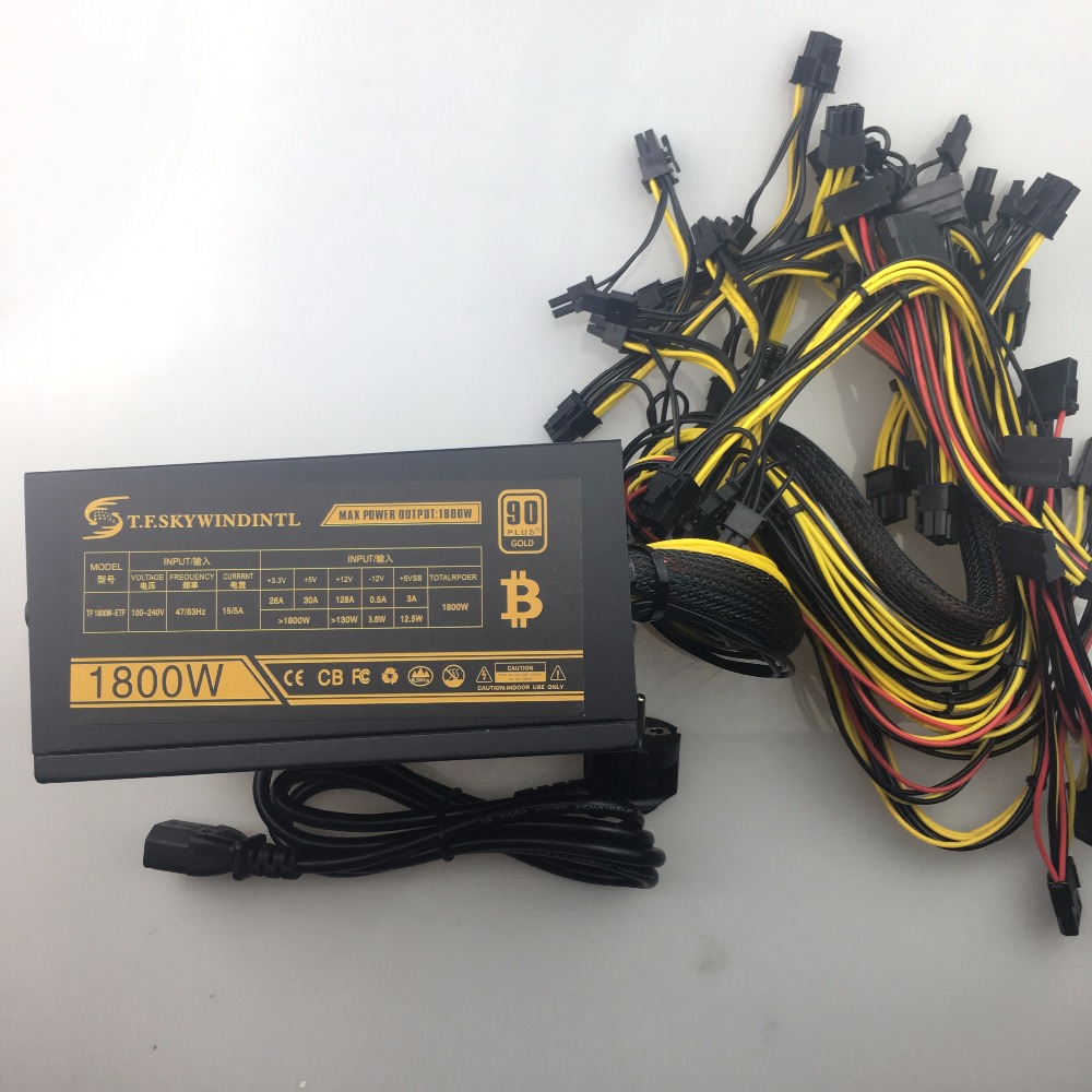 free ship Computer Mining Power 1800W psu PC Power Supply support 8 card for Miner High quality Power supply For BTC ETC ZEC