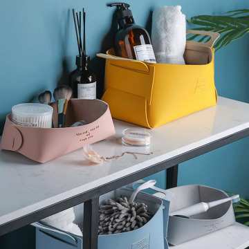 Newest Leather Desktop Receive Jewelry Box Storage Basket Key Sundries Cosmetics Serving Tray Housekeeping Organization 1pc