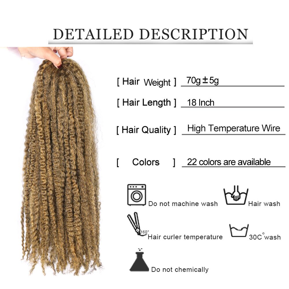 20 inch Marley Braids Hair Crochet Afro Kinky Synthetic Braiding Hair Crochet Braids Hair For Women Extensions Bulk Black Brown