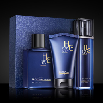 H&E Men's Quality Skin Care Set Cleanser Milk Control Oil Moisturizing Acne Care Care Whitening Cleanser Set Capacity High