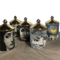Lady Face Candle Holder Human Face Jar Candelabra Retro Storage Bin Ceramic Cafts Home Decoration Jewerlly Storage Box