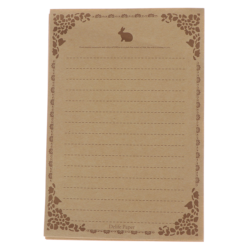 Letter Paper 8 Sheets Vintage Flower Design Letterhead Letter Kraft Brown Writing Paper Letter Pad Drawing Sketch Pad Stationery