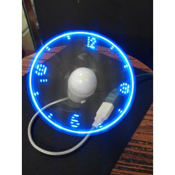 Blue Durable Adjustable USB Gadget Mini Flexible LED Light USB Fan Time Clock Desktop Clock Cool Gadget Time Display