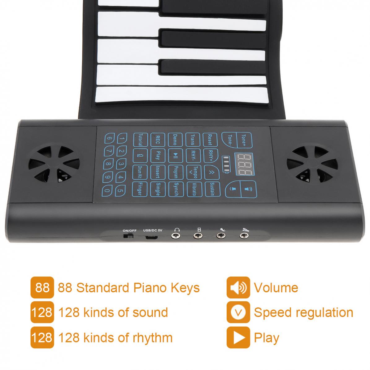 Electronic Organ 49/61 /88Keys MIDI Roll Up Piano Rechargeable Electronic Portable Silicone Flexible Keyboard Organ