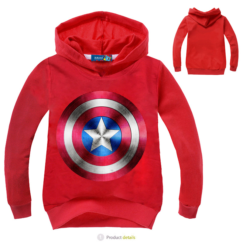 Captain America Tops Hoodies Kids Boy Clothes Cartoon Print Kids Coat Baby Girls Top Tees Sweater Kids Outwear Children Clothin