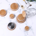 1 Coffee Cup Lid Eco-Friendly Wood Bamboo Drinking Cap Reusable Non Splash Leak Proof Mason Canning Jar Cover with Silicone Seal