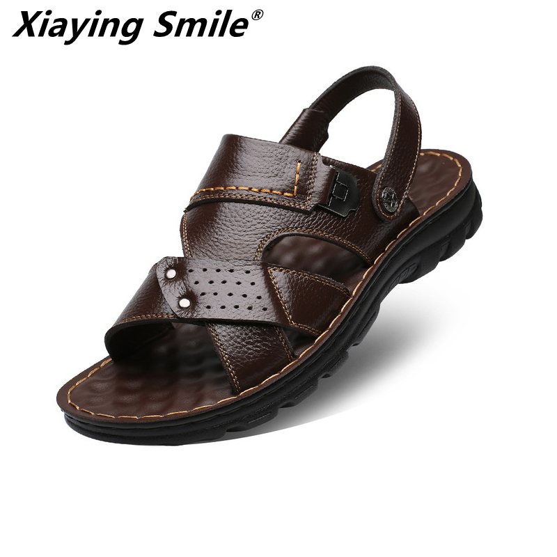Sandals Leather Men Summer Beach Casual Shoes Luxury Slides Non-slip Slippers for Men High Quality Brand Designer Mens Slipper