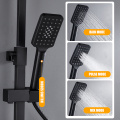 Hot Cold Thermostatic Shower Set Bathroom Smart LED Shower System Wall Mount Piano Button Bath Faucet SPA Rainfall Black Grifos