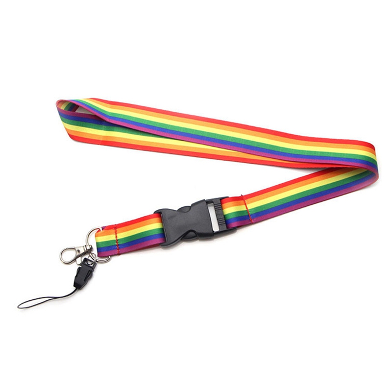 1Pc Gay Pride Rainbow Lanyards With Keychain Cool Phone Strap For USB Name ID Bus Pass Card Badge Holder Office Supplies