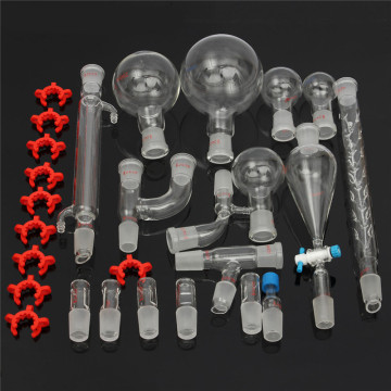 29Pcs 24/29 Joint Laboratory Glassware Kit Set 25/50/100/250/500mL Quartz Glass Flask Chemistry Lab Volumetric Flask