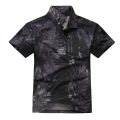 Men Hunting Collar T-shirt Short-Sleeve Quick-Dry Breathable Top 100%Polyester Summer Wear for Outdoor Sports Running Hiking ect