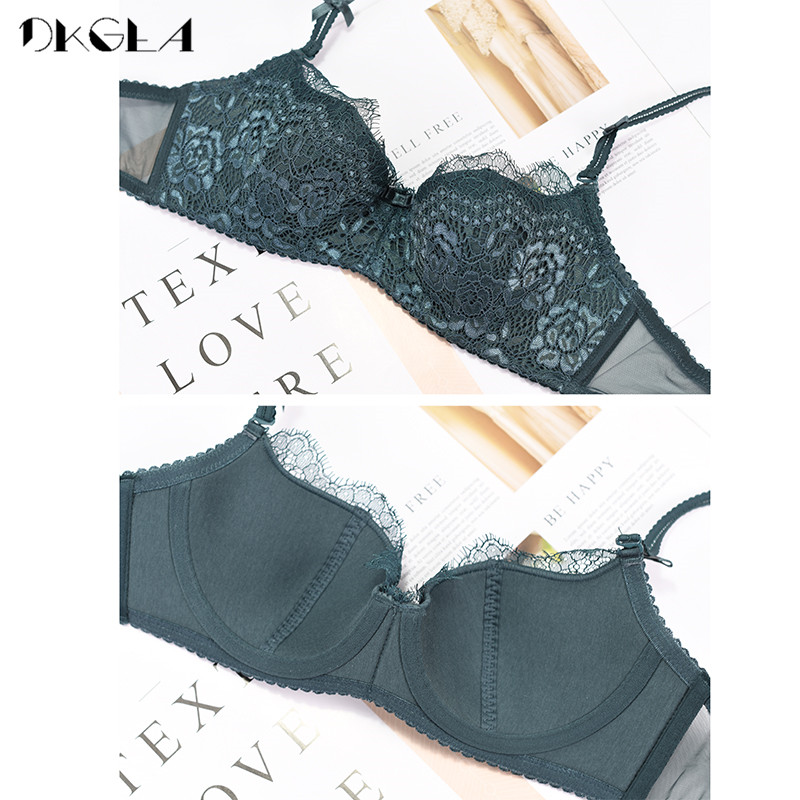 Brand Comfortable Thin Cotton Brassiere Green Sexy Bra And Panties Set Lace Lingerie Embroidery Women Underwear Set High Quality
