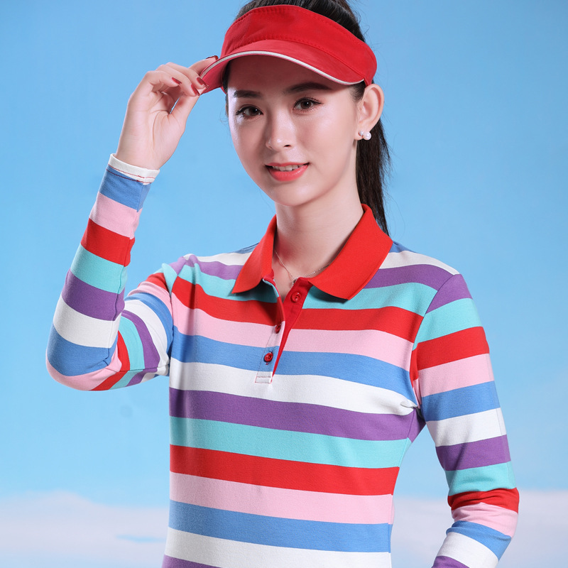 Ruoru Plus Size Women's Striped Polo Shirts Long Sleeve Turn-Down Collar Big Sale New Spring Women Polo Shirts 2020