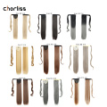 Chorliss Long Straight Synthetic Ponytail Hairpieces Wrap on Clip Hair Extensions Ombre Brown Velcro Pony Tail Blonde Fake Hair