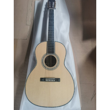 free shipping customize guitar ebony 48mm nut width fancy abalone OOO solid spruce slot head 12 fret acoustic Guitarra