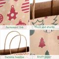 Cabilock 24pcs Christmas Kraft Bags 6 Patterns Christmas Paper Bags Portable Festive Xmas Party Gift Bags for Christmas