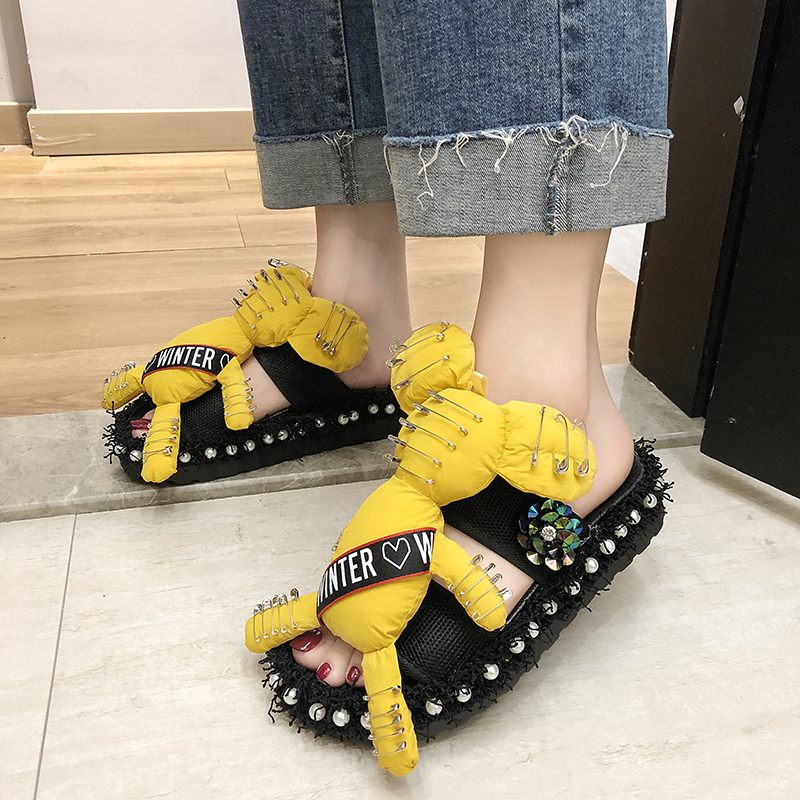 Women Shoes Summer Female Slippers Fluffy Cartoon Doll Fashion Slipper Comfortable Platform Slipper Female Bear Breath Flip Flop