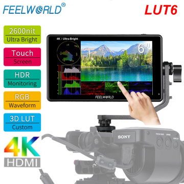 FEELWORLD LUT6 6 Inch DSLR Camera Field Touch Screen Monitor Ultra Bright 2600nit with HDR 3D Lut 4K Full HD 1920x1080 IPS