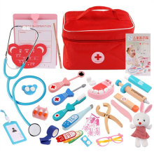 Wooden Doctor Toy Set Simulation Family Doctor Nurse Medical Kit Toy Pretend Play House Hospital Role Accessorie Life Skill Toys