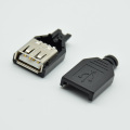 10pcs/5pcs Type A Female USB 4 Pin Plug Socket Connector With Black Plastic Cover Three-piece suit diy
