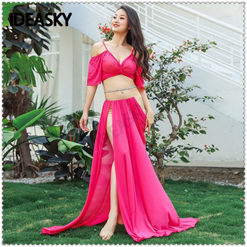 sequins top split long skirt Belly Dance Costume set Oriental Competition Bellydance Lady Professional Practice Wear Indian Suit
