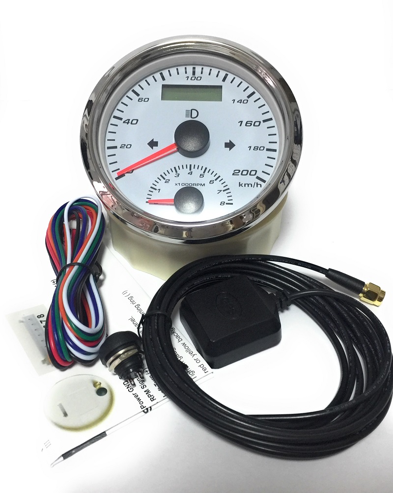 Universal 85mm GPS Speedometer 200km/h With Tachometer 8000RPM Left Right High Beam Alarm Odometer With GPS Antenna Motorcycle