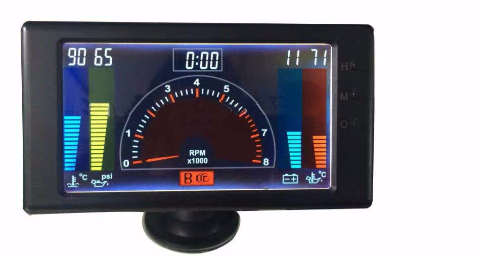 5" LCD 6 in1multiple function gauge tachometer,volts,clock,RPM,water temp,oil temp,oil press car auto meter LED gauge