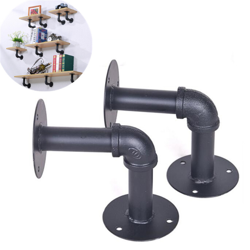 Retro Black Iron pipe shelf Heavy Support Bench Table mounting bracket holder storage rack Home Decor Hardware Accessories