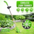 12V 450W Electric Lawn Mower 3000mAh Dual Li-ion Battery Cordless Grass Trimmer Auto Release String Cutter Pruning Garden Tool