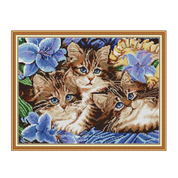 The three litten kittens 3 cross stitch kit aida 14ct 11ct count print canvas cross stitches needlework embroidery DIY handmad