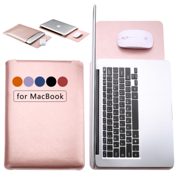 2020 Laptop Sleeve Mouse Pad Pouch Notebook Case For Xiaomi Macbook Air Pro Cover Retina 12 13 15 15.6 Fashion PU Leather Bag
