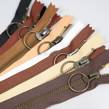 No.5 YKK Antique Copper Color Metal Zipper Big Loop Pull Head Case Bag Bag Shoe Accessories 20 ~ 30cm