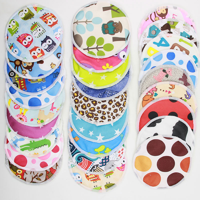 10 Pcs/lot Pregnant Women Washable Nursing Pads Bamboo Cartoon Print Reusable Nursing Pads Lady Breastfeeding Pads Color Random