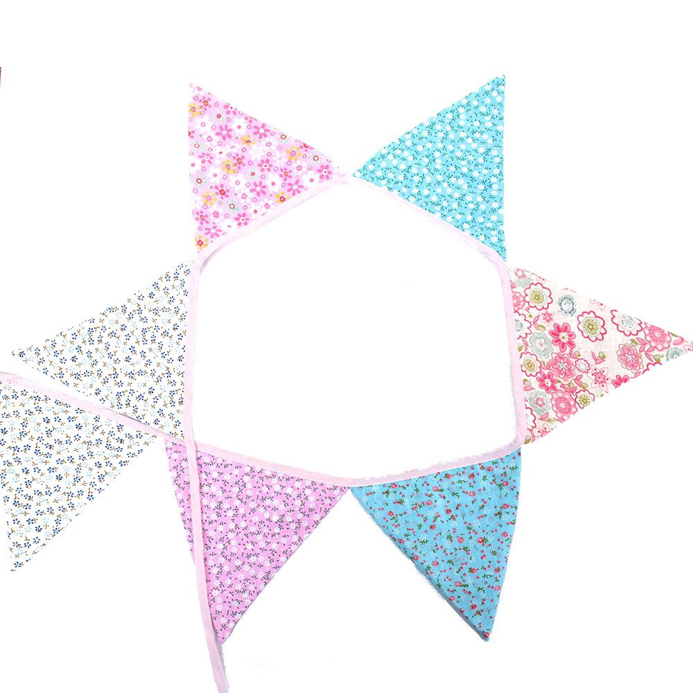 New 12 Flags 3.2m Fashion Cotton Fabric Bunting Pennant Flags Banner Personality Birthday Home Party Decoration Accessories