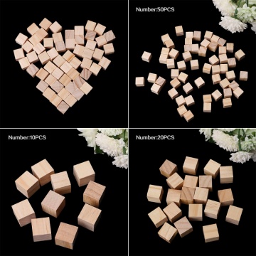 10/25/25mm Wooden Square Blocks Mini Cubes Embellishment for Woodwork Craft DIY