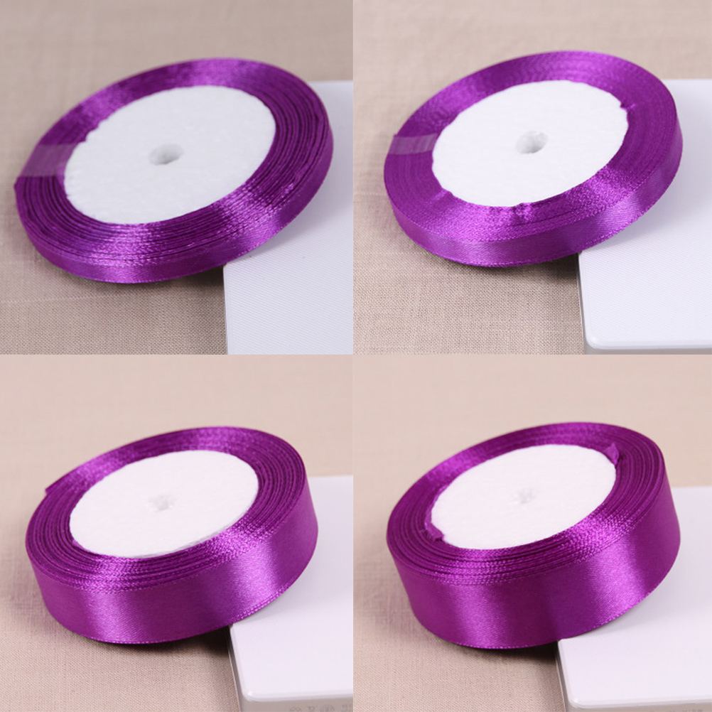 New 25 Yards Purple Silk Satin Apparel Sewing Fabric DIY Ribbon Wedding Party Decoration Wrapping Christmas New Year Gift Ribbon