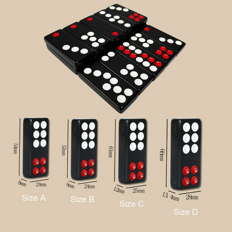 High Quality Melamine 4 Sizes Black Domino Pai Gow 32pcs Dominoes With 2 Dices Board Game Dominos Games Jogos de Tabuleiro