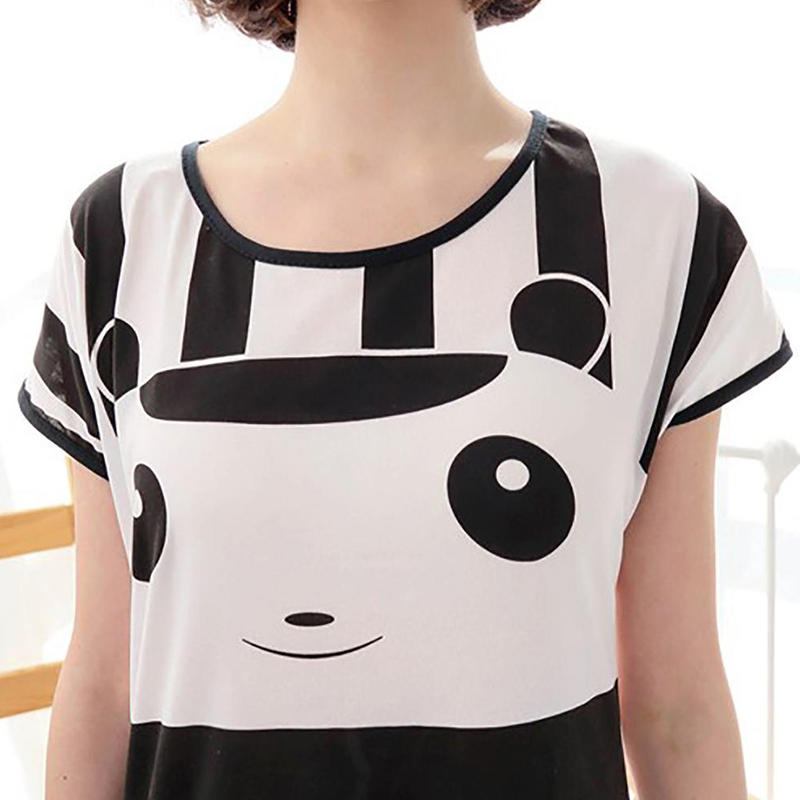 Summer Cute Cartoon Women Sleepwear Leisure Short Sleeve Printing Nightdress Women's Nightgown Sleepwear Night Dress