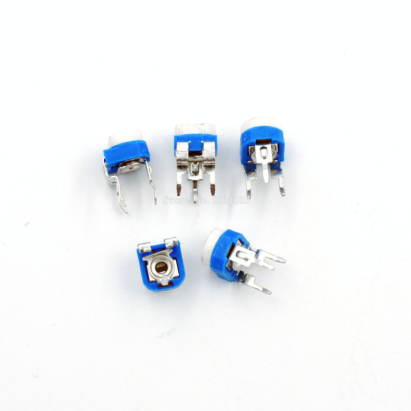 50PCS/LOT RM065 103 10KR 10K ohm Trimpot Trimmer Potentiometer Variable Potentiometers RM-065 Blue And White Color