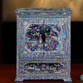 Hand Made Abalone Shell-linlaid Mosaic Jewelry Box Storage Lacquerware Lacquer Arts with Lock 23.2x15.8x27.4cm Wedding Gift