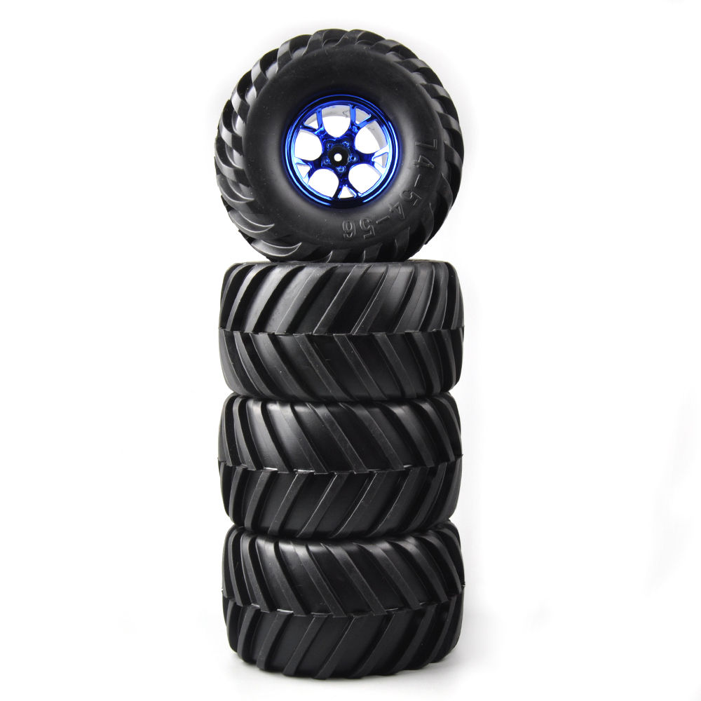 4Pcs/Set Rubber 135mm Tires & Wheel Rims 12mm Hex For RC Car 1:10 Rc Bigfoot Monster Truck