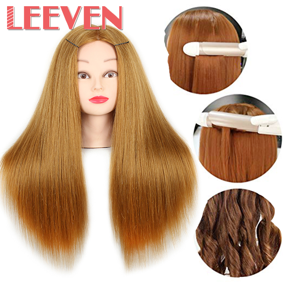 Leeven 20 Inch Mannequin Head Human Hair Styling Training Head Manikin Cosmetology Head Hair HairdressingTraining Doll