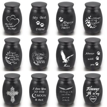 Black Alloy Pet Urns for Dog Cat Bird Mouse Cremation Ashes Urn Keepsake Casket Columbarium Pet Memorials Mini Size Pet Supplies