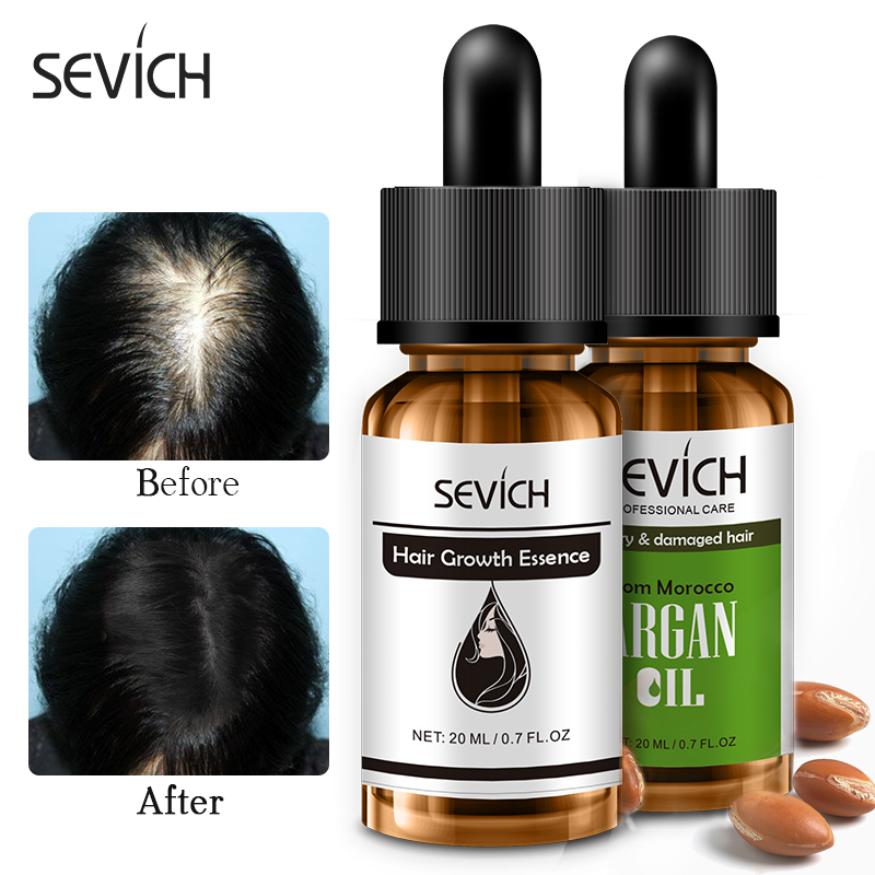Sevich 20ml Natural Organic Hair Care Product set Black Seed Oil Hair Argan Essence Oil Applicator Hair Loss Treatment Product