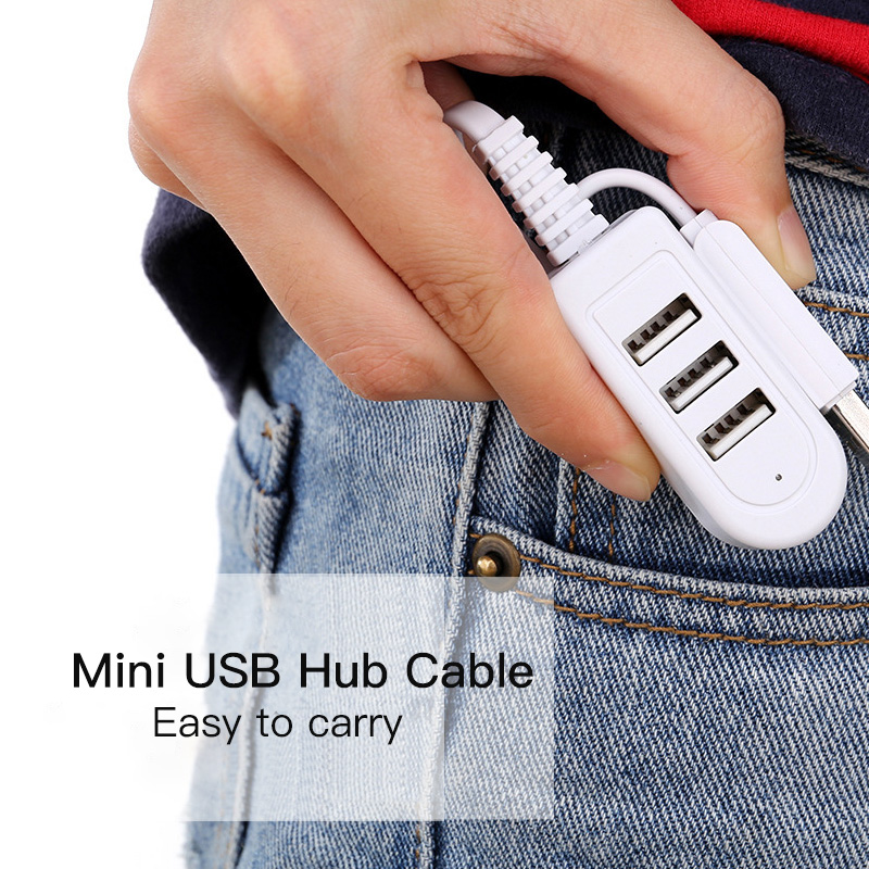 3 Port USB Hub Extend Cable 1.2m USB 2.0 Splitter Wire Data Transfer Device Charging USB Adapter Laptop PC Computer USB Extender