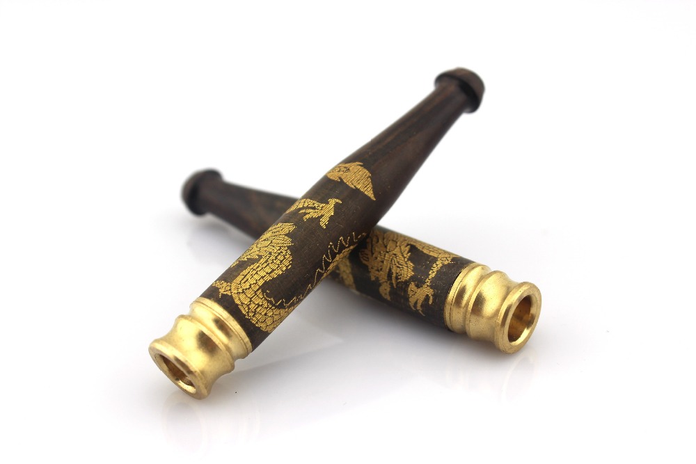 5pcs/lot China dragon tobacco smoking pipe filter mouthpiece washable wooden carving ebony cigarette holder Filter tip drip tips