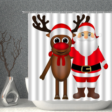 Christmas Shower Curtain Set Santa Claus Waterproof Polyester fabric Bath Curtains With Hooks Bathroom Screen Home Decor