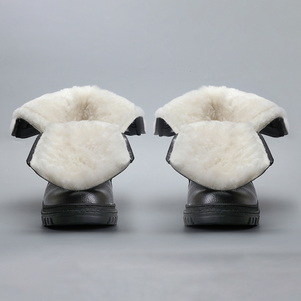 Natural Wool Men Winter Shoes Warmest men's boots Leather Handmade Men Winter Snow Boots #YM5223C2